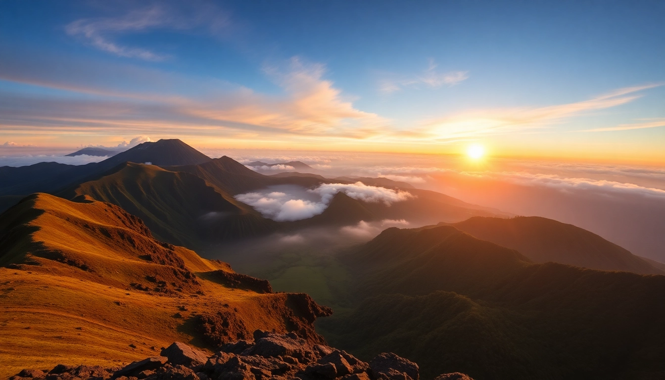 Hiking Mount Rinjani's stunning summit with views of lush slopes and volcanic crater, inspiring adventure and natural beauty.