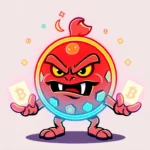 Angry Pepe Coin logo with blockchain and gambling elements highlighting utility and community power